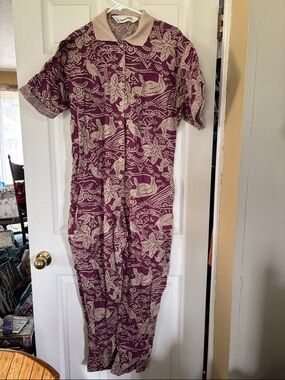 Diane Von Furstenberg Purple and Cream Tropical Print Kids One-Piece